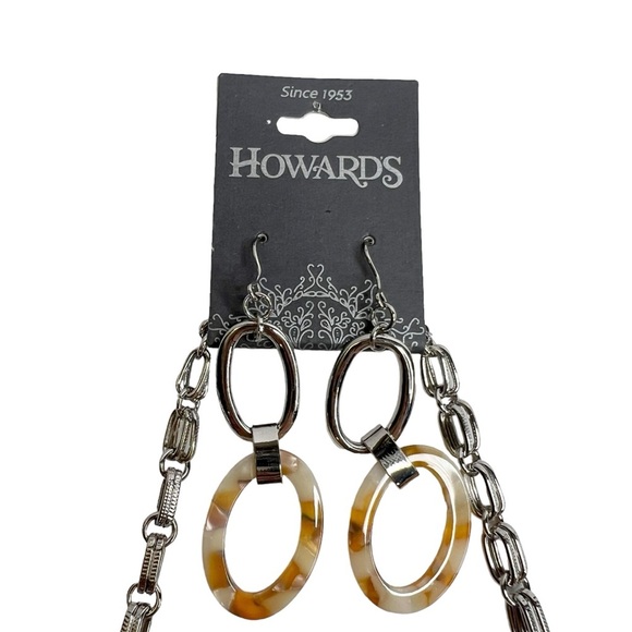 NWT Howard’s Marbleize Acrylic Oval Necklace & Earrings Set - Picture 2 of 9